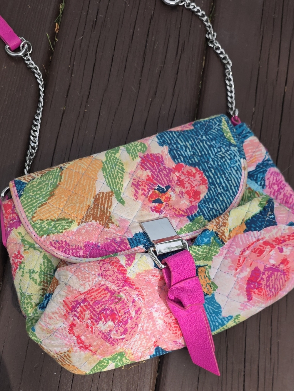 Quilted Floral Crossbody Bag in Pink